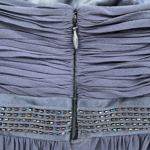 BCBGMAXAZRIA 100% Silk Strapless Sapphire Blue Embellished Gown Women’s Size 4 - Picture 7 of 12